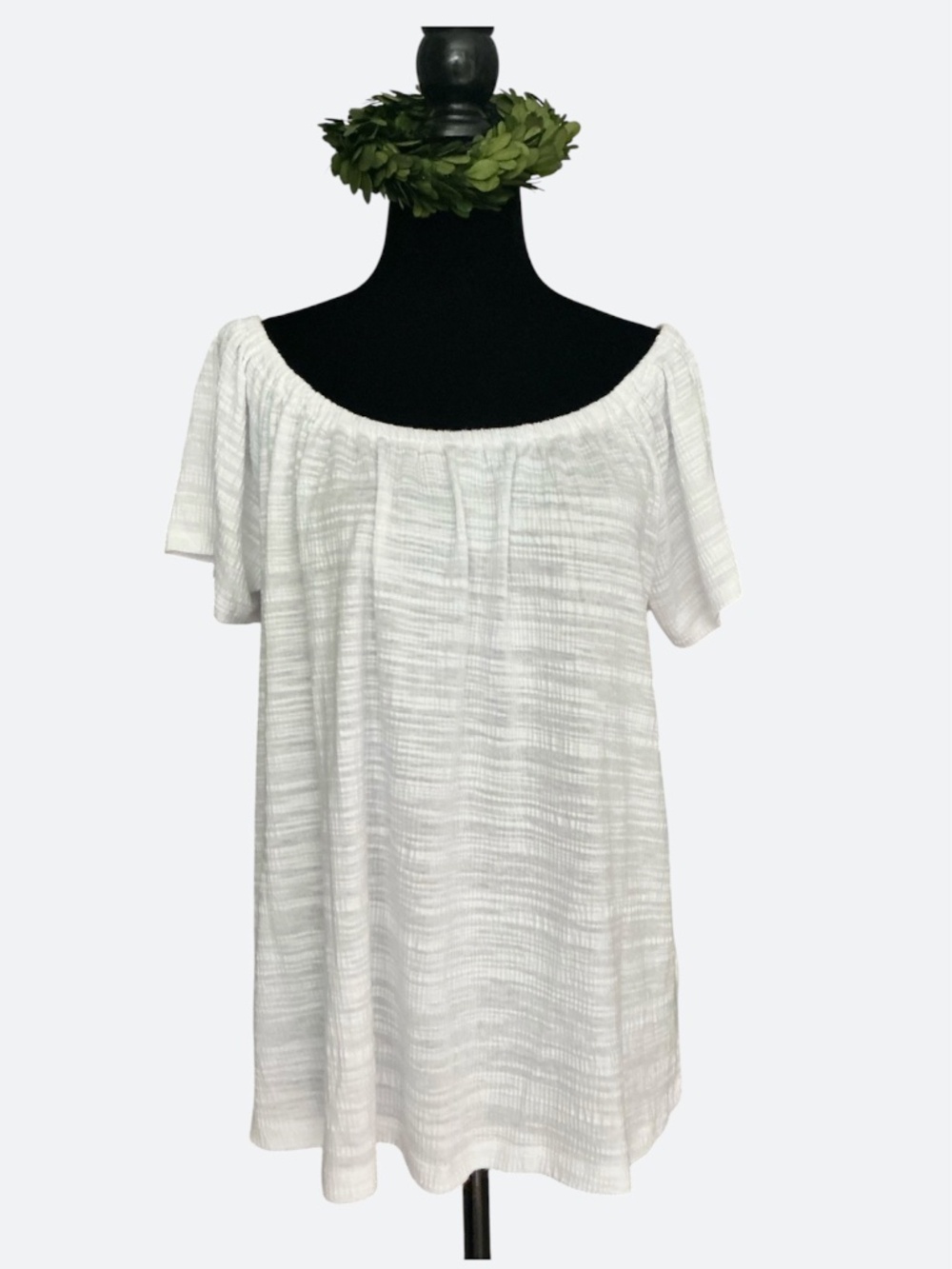 Anthropologie Akemi + Kin White Textured Knit Off Shoulder Boho Peasant Top SZ M